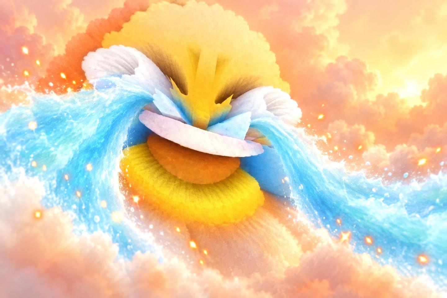 EMBERLMAO crying bright blue streams among warm ember sparks